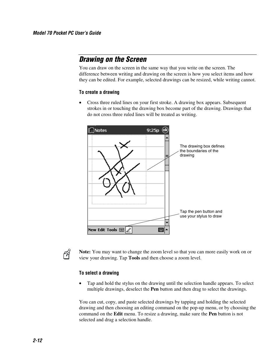 Drawing on the screen | Intermec 70 User Manual | Page 40 / 134