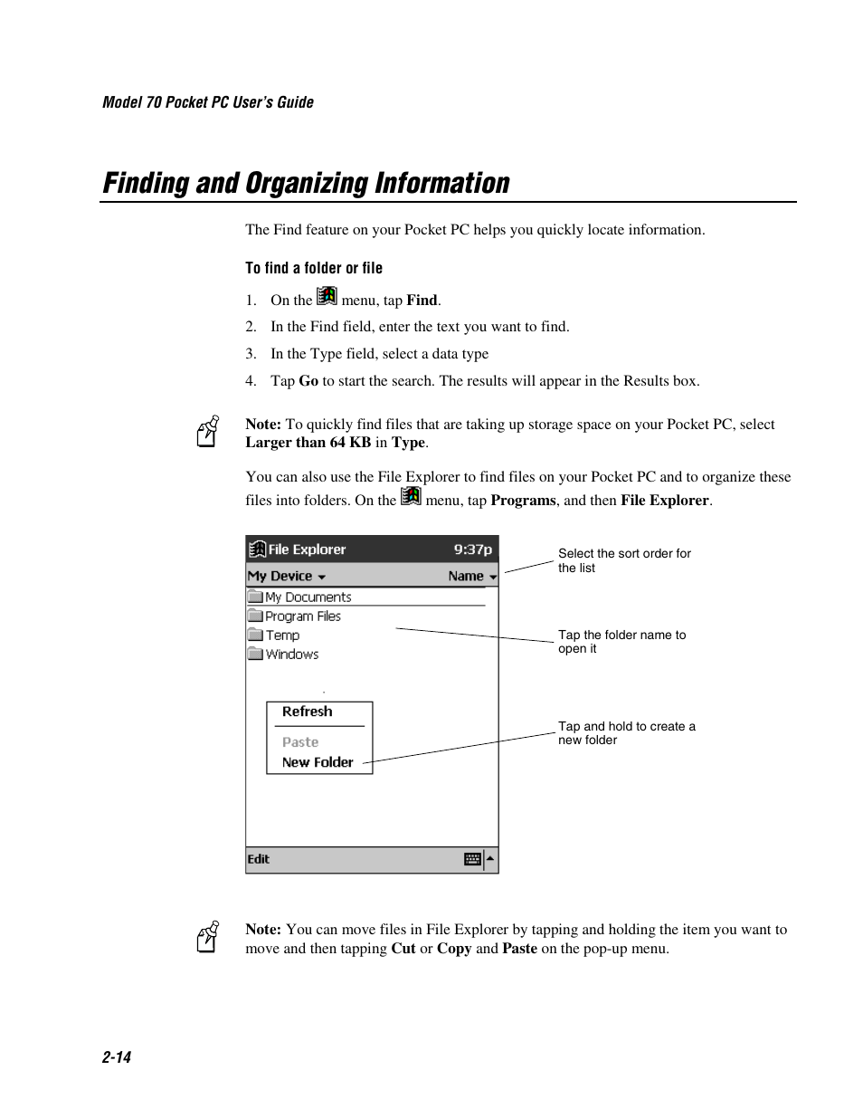 Finding and organizing information | Intermec 70 User Manual | Page 42 / 134