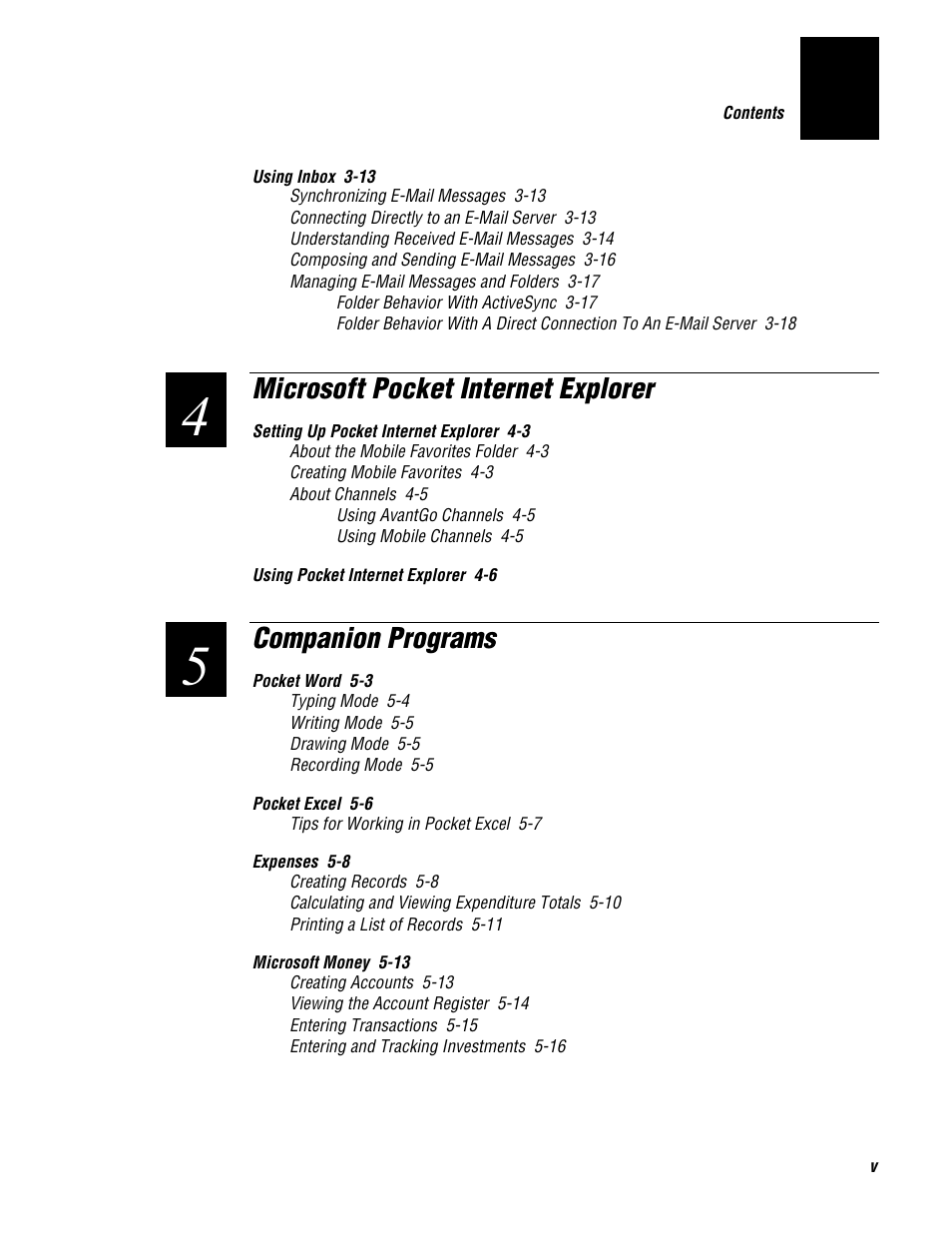 Microsoft pocket internet explorer, Companion programs | Intermec 70 User Manual | Page 5 / 134