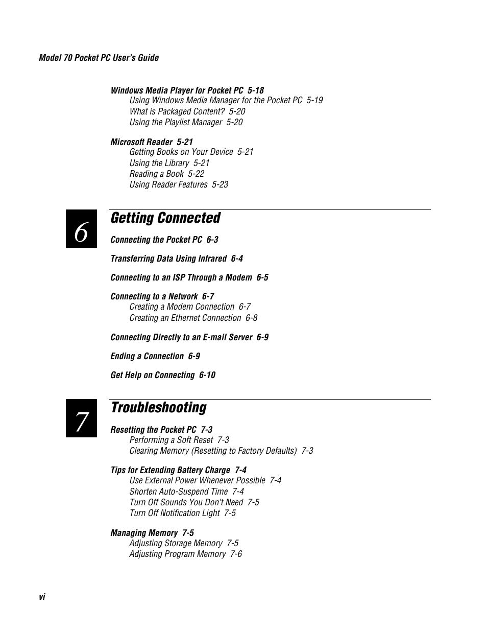 Getting connected, Troubleshooting | Intermec 70 User Manual | Page 6 / 134