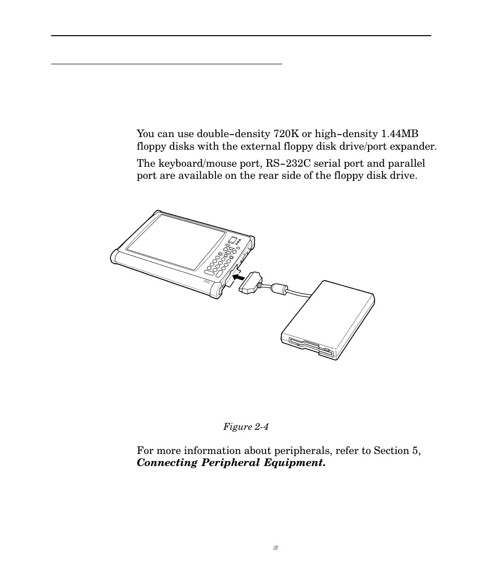 Using the external floppy drive/port expander | Intermec NORAND 6642 User Manual | Page 28 / 77