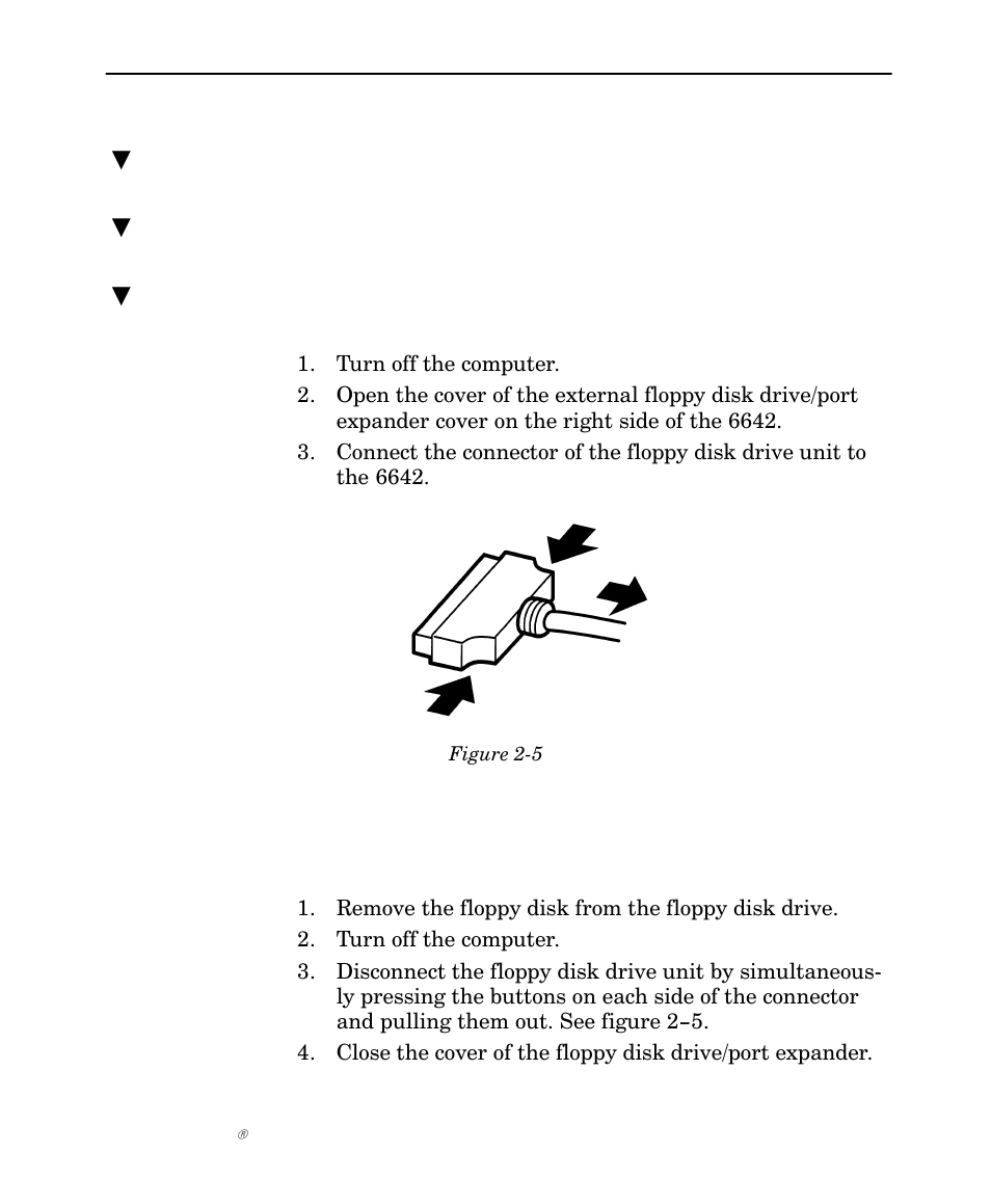 Removing external floppy drive/port expander, Removing external floppy disk drive/port expander | Intermec NORAND 6642 User Manual | Page 29 / 77