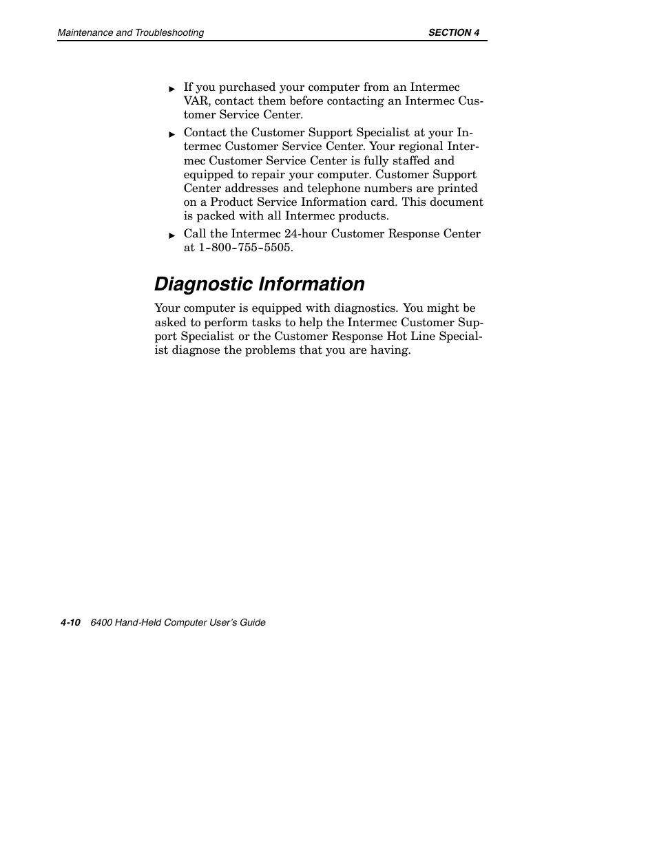 Diagnostic information | Intermec 6400 User Manual | Page 146 / 196