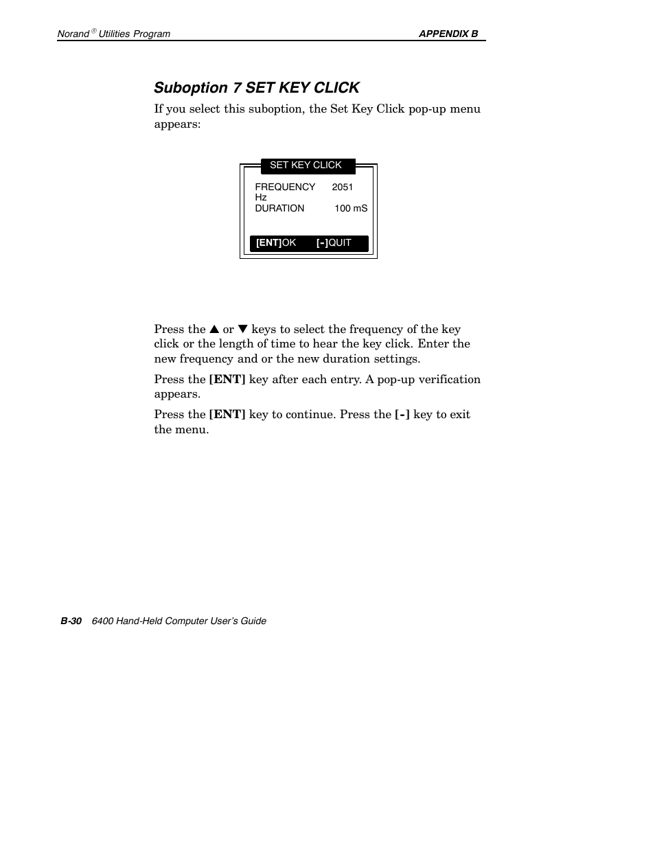 Suboption 7 set key click | Intermec 6400 User Manual | Page 180 / 196