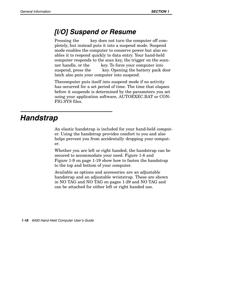 Handstrap, L/o] suspend or resume | Intermec 6400 User Manual | Page 26 / 196