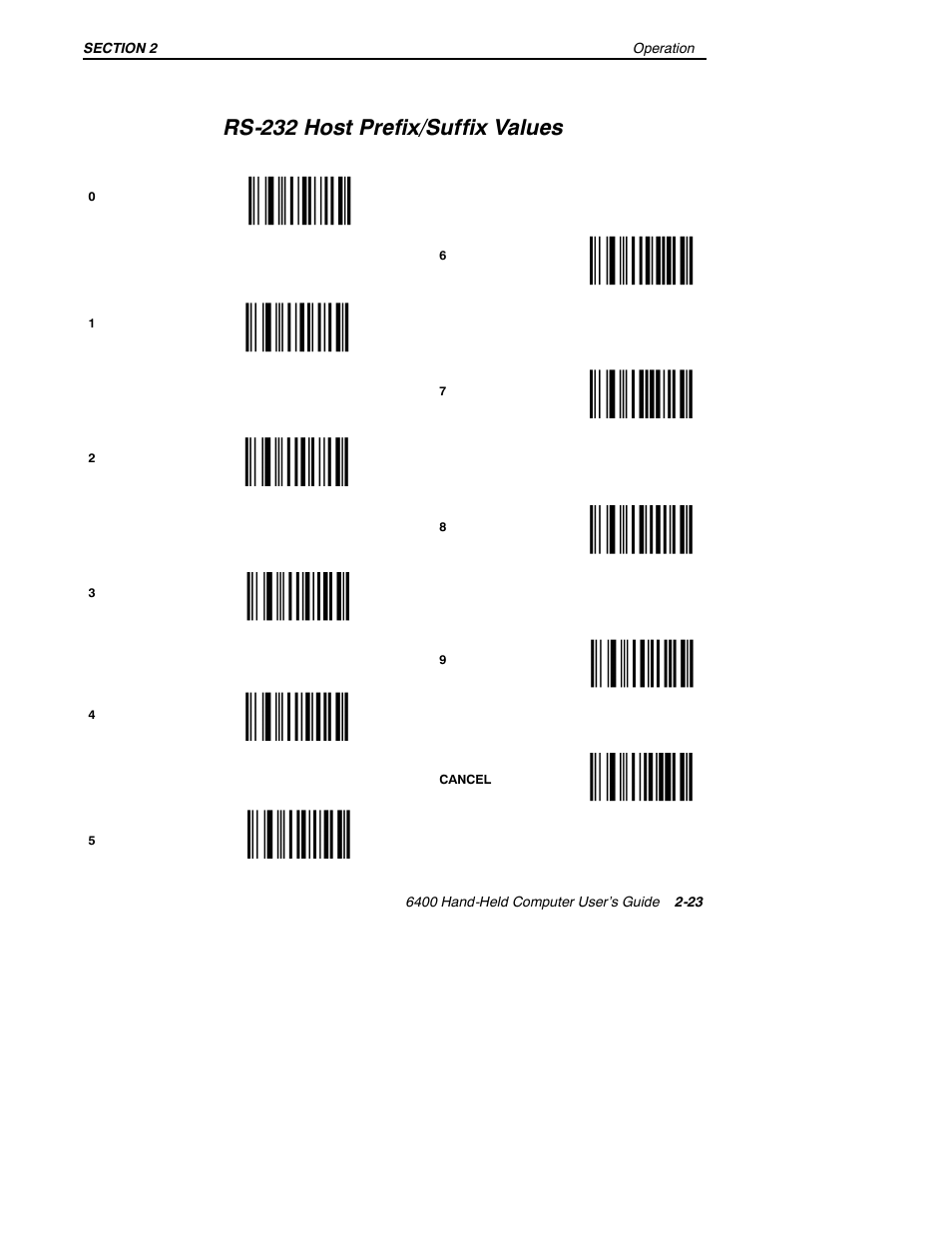 Rs-232 host prefix/suffix values | Intermec 6400 User Manual | Page 65 / 196