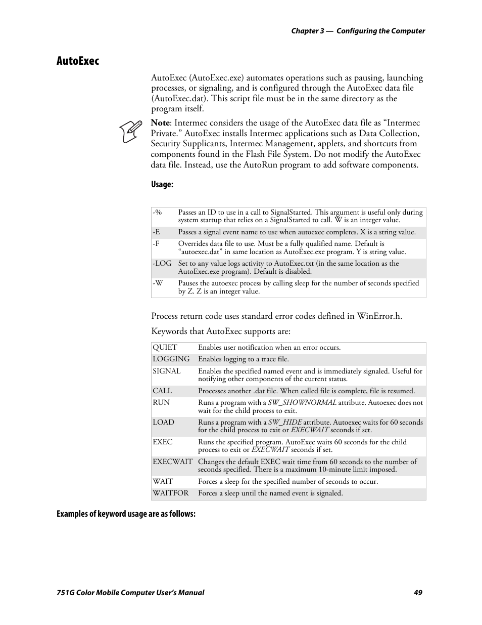 Autoexec | Intermec 751G User Manual | Page 63 / 156
