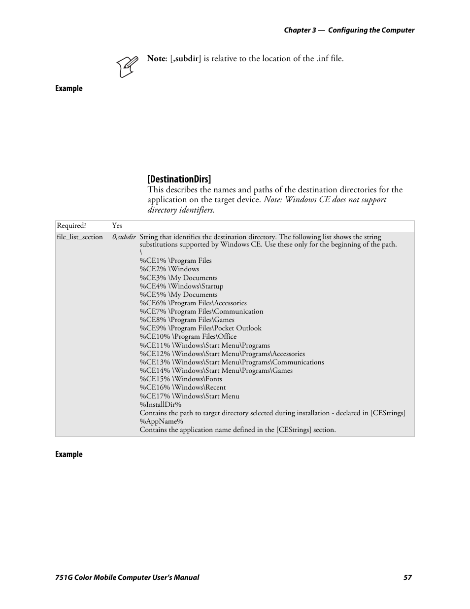 Destinationdirs | Intermec 751G User Manual | Page 71 / 156