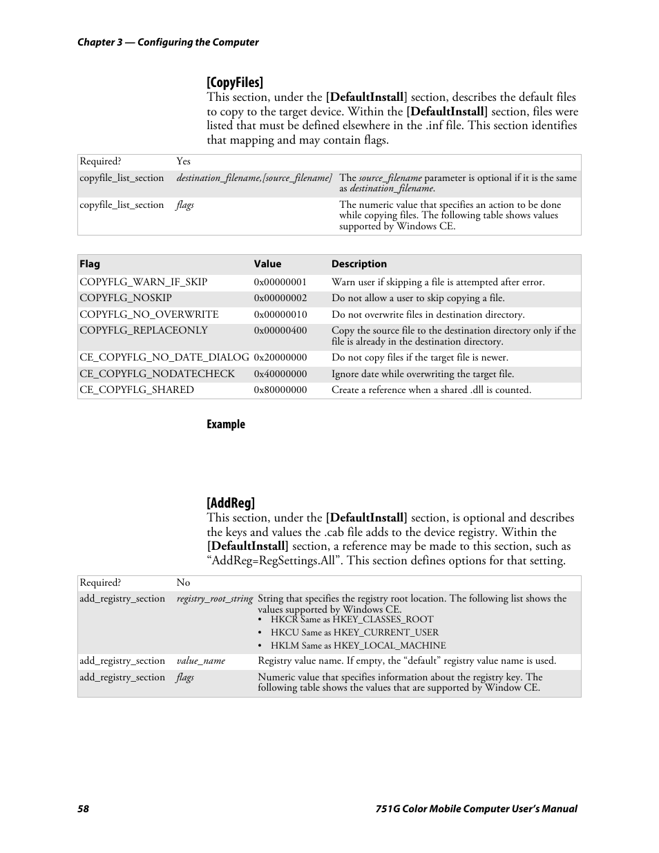 Copyfiles, Addreg | Intermec 751G User Manual | Page 72 / 156