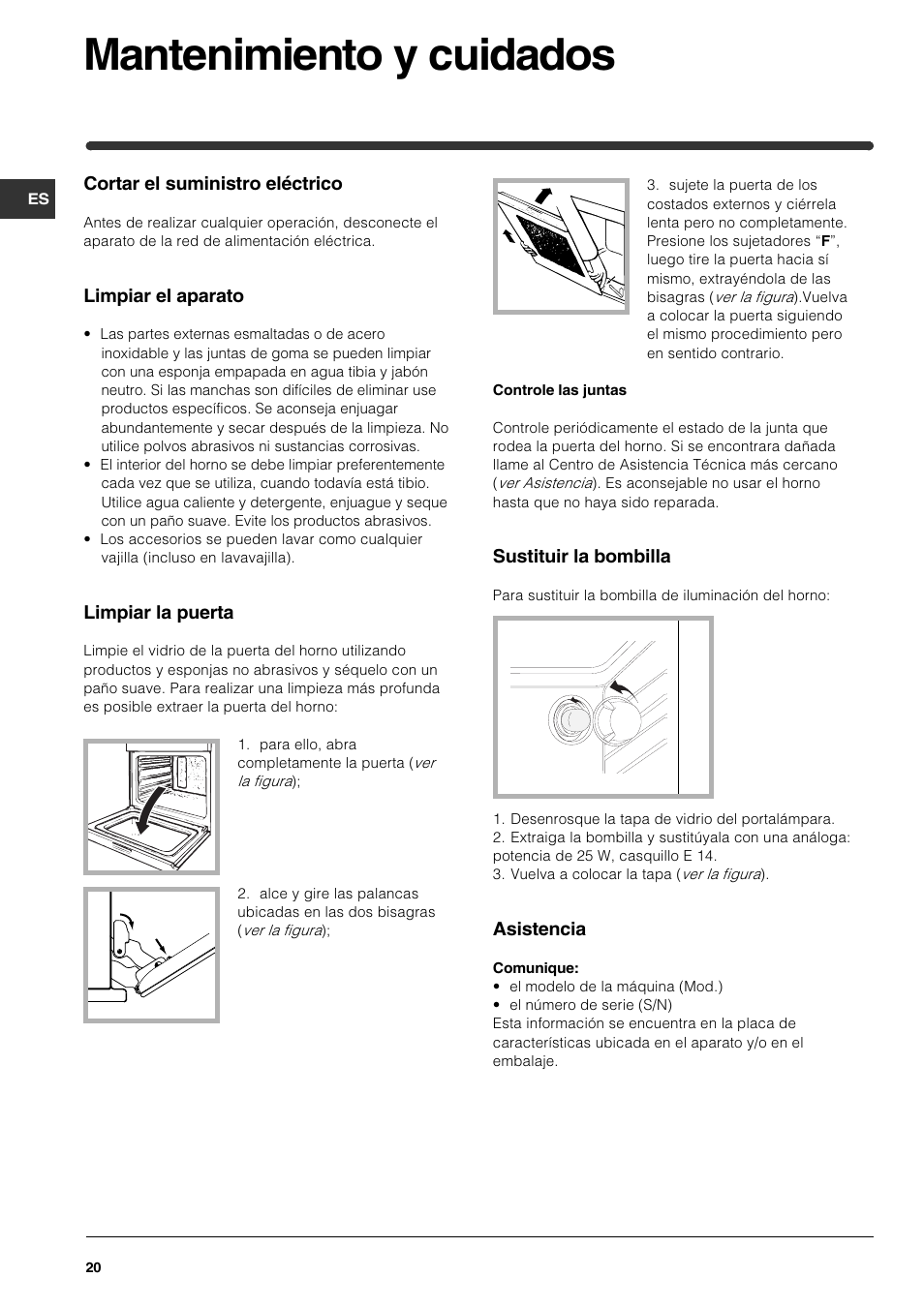 Mantenimiento y cuidados | Indesit HI 22 C.B IX IB User Manual | Page 20 / 40