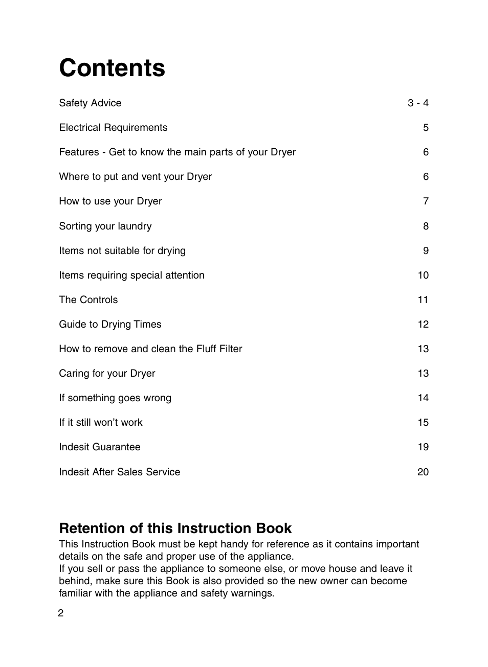 Indesit IS31V User Manual | Page 2 / 20