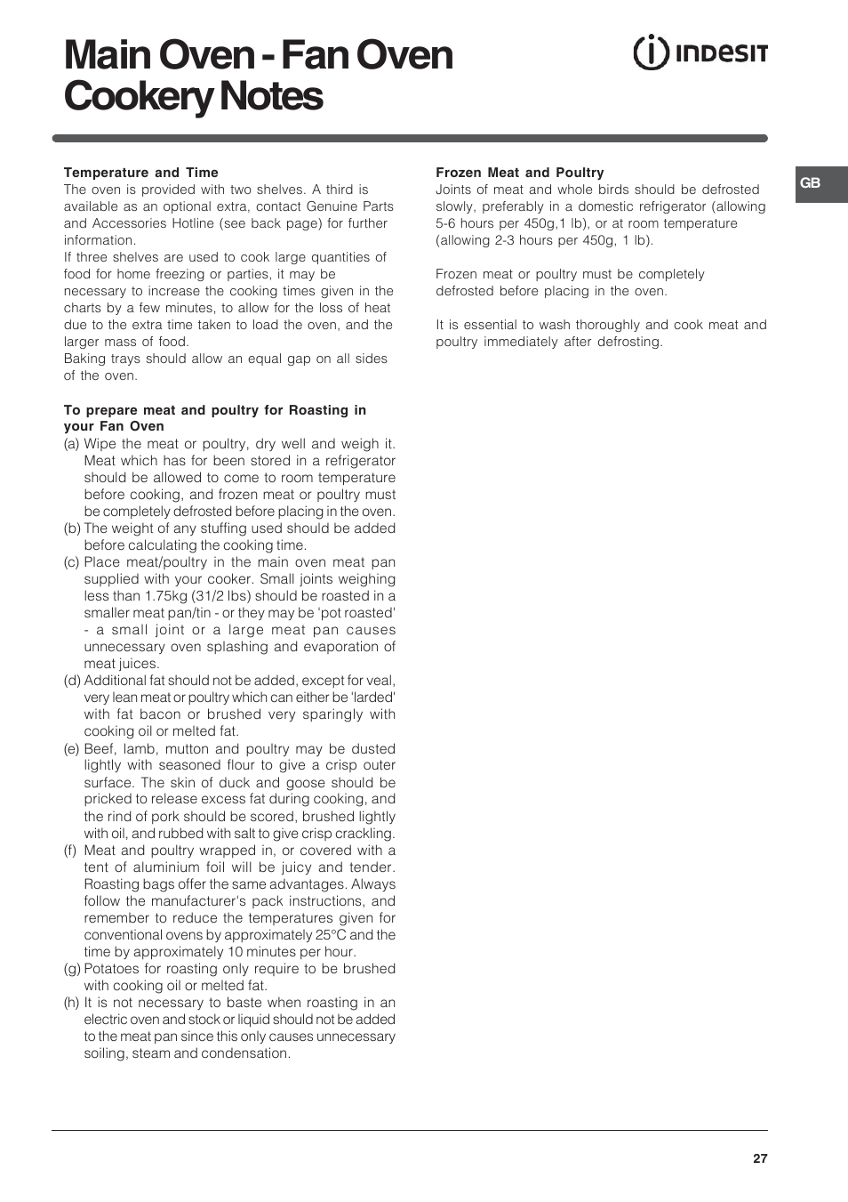 Indesit FIDM20IX/1 User Manual | Page 27 / 40