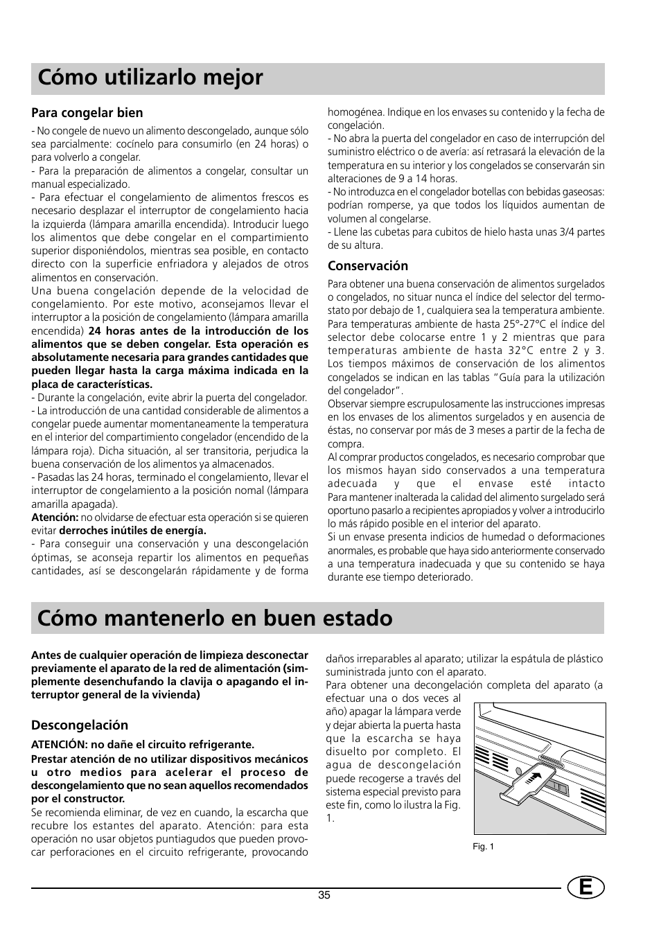 Ecómo utilizarlo mejor, Cómo mantenerlo en buen estado | Indesit INF140 User Manual | Page 37 / 48