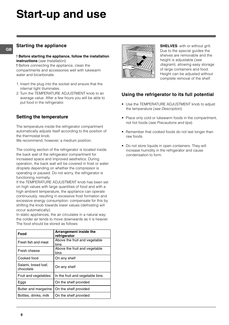 Start-up and use | Indesit TLA1S User Manual | Page 6 / 12