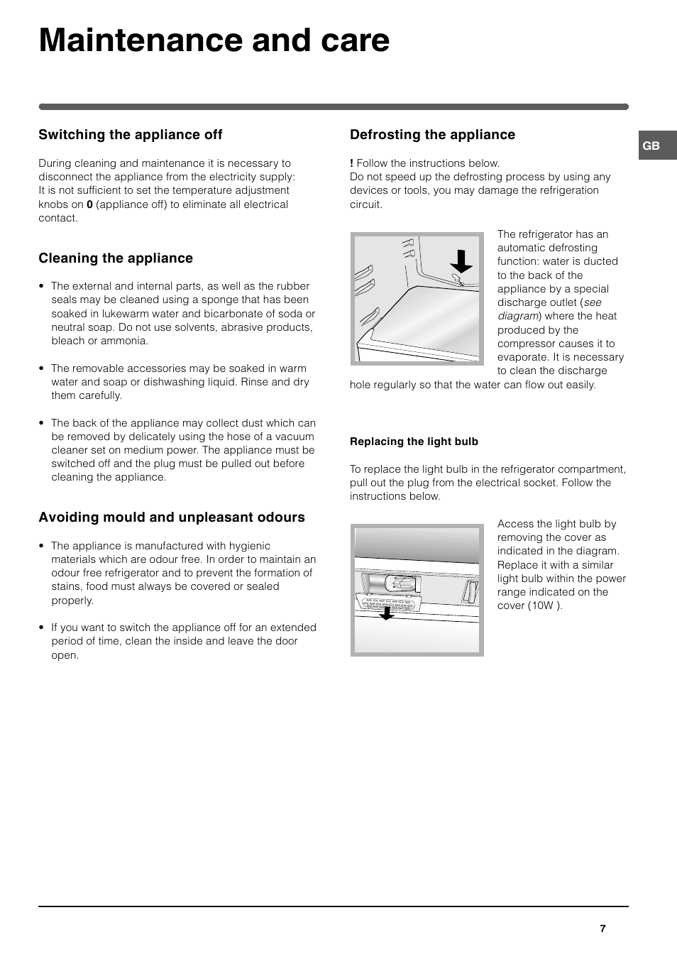 Maintenance and care | Indesit TLA1S User Manual | Page 7 / 12