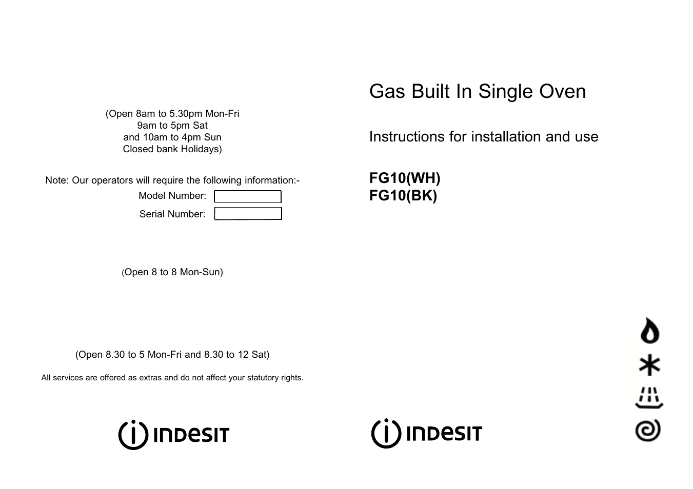 Indesit FG10(WH) User Manual | 18 pages