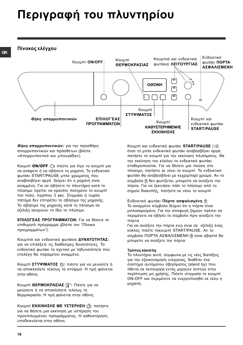 Ресйгсбцю фпх рлхнфзсяпх, Рянбкбт елэгчпх | Indesit PWE 8128 W User Manual | Page 16 / 48