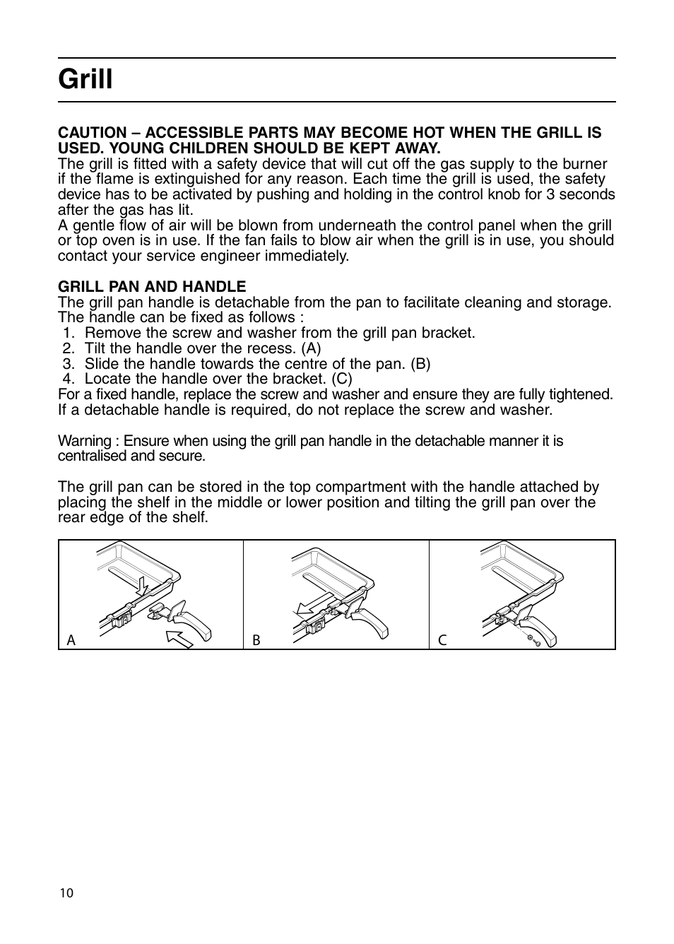 Grill | Indesit KDP60G User Manual | Page 10 / 32