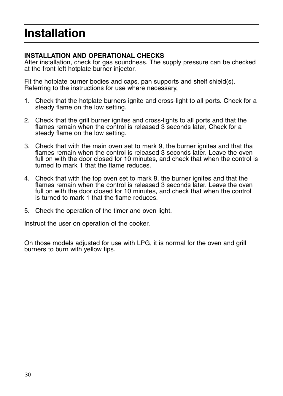 Installation | Indesit KDP60G User Manual | Page 30 / 32