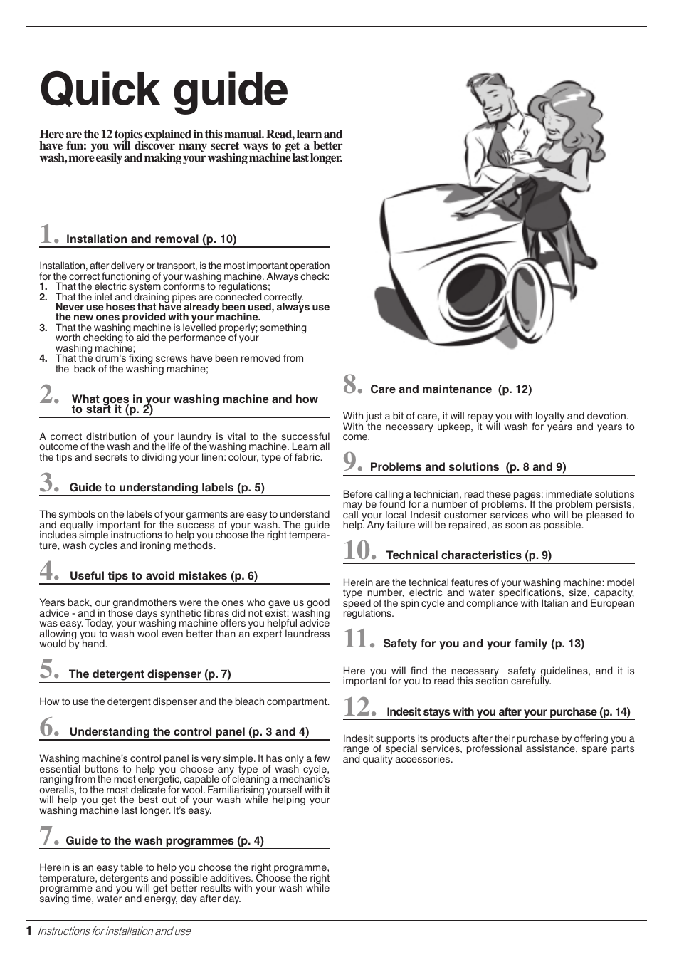Quick guide | Indesit WE 14 User Manual | Page 2 / 16