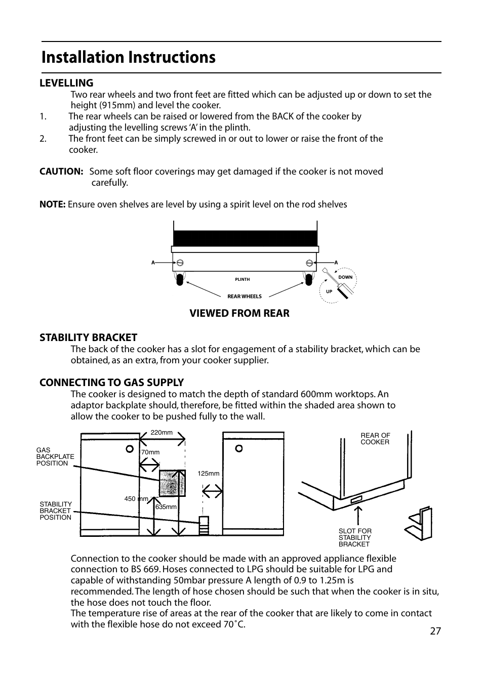 Installation instructions | Indesit KD643E User Manual | Page 27 / 32