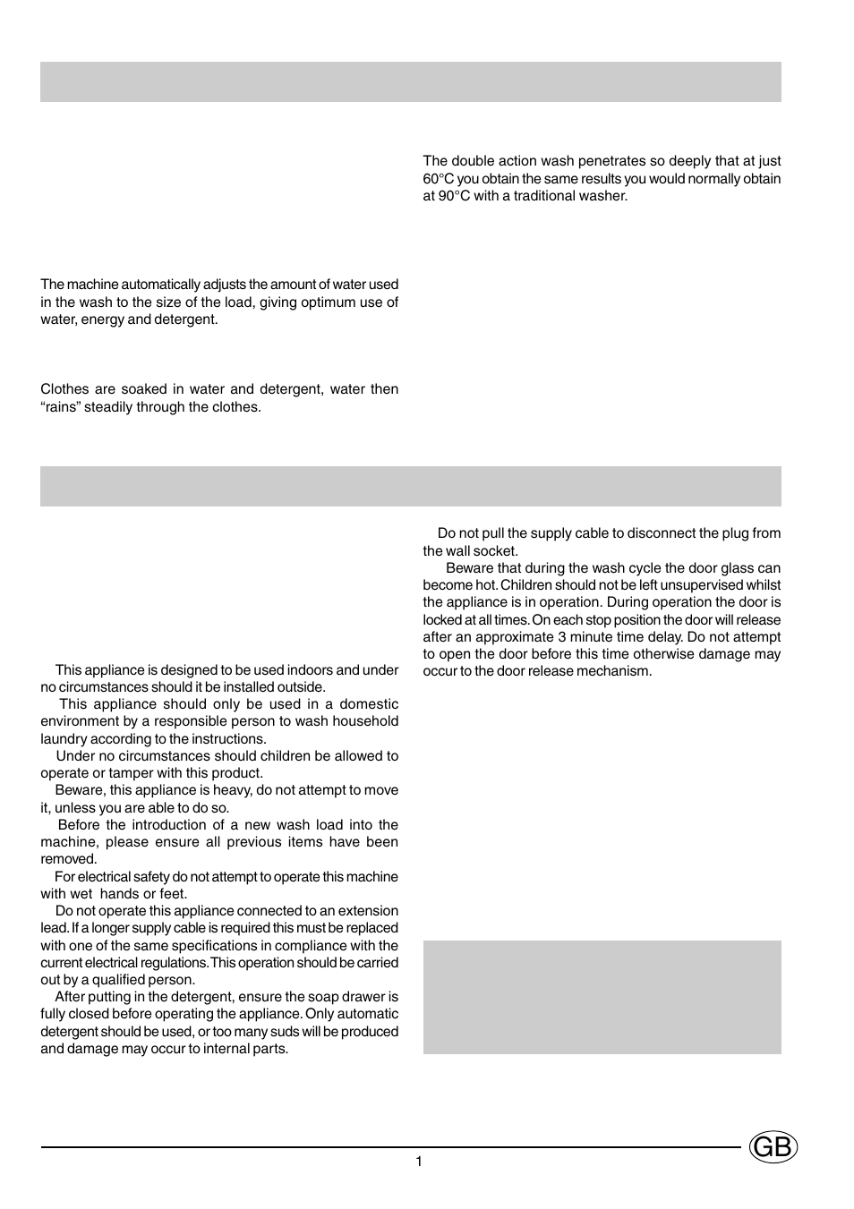 Safety, a good habit to get into | Indesit WG1130TPG User Manual | Page 2 / 12