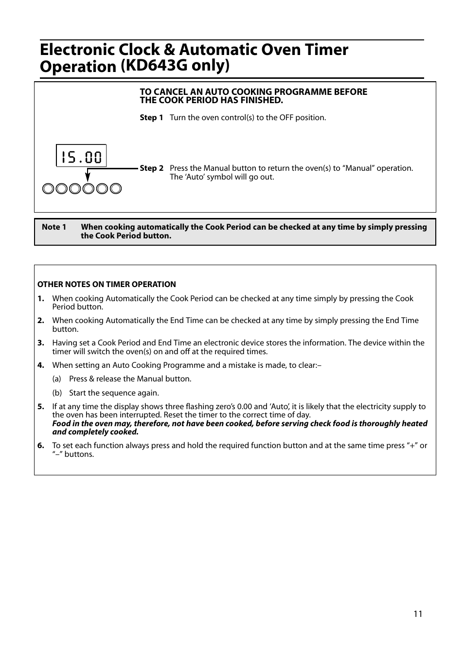 Indesit KD641G User Manual | Page 11 / 36