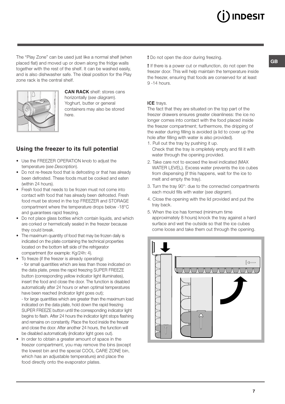 Using the freezer to its full potential | Indesit BA 35 P User Manual | Page 7 / 12