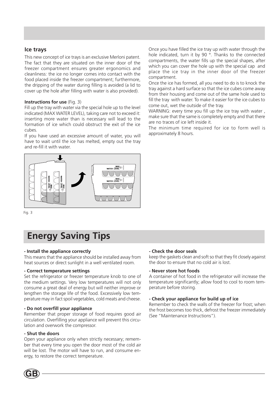 Energy saving tips | Indesit BA 139 PS User Manual | Page 8 / 16