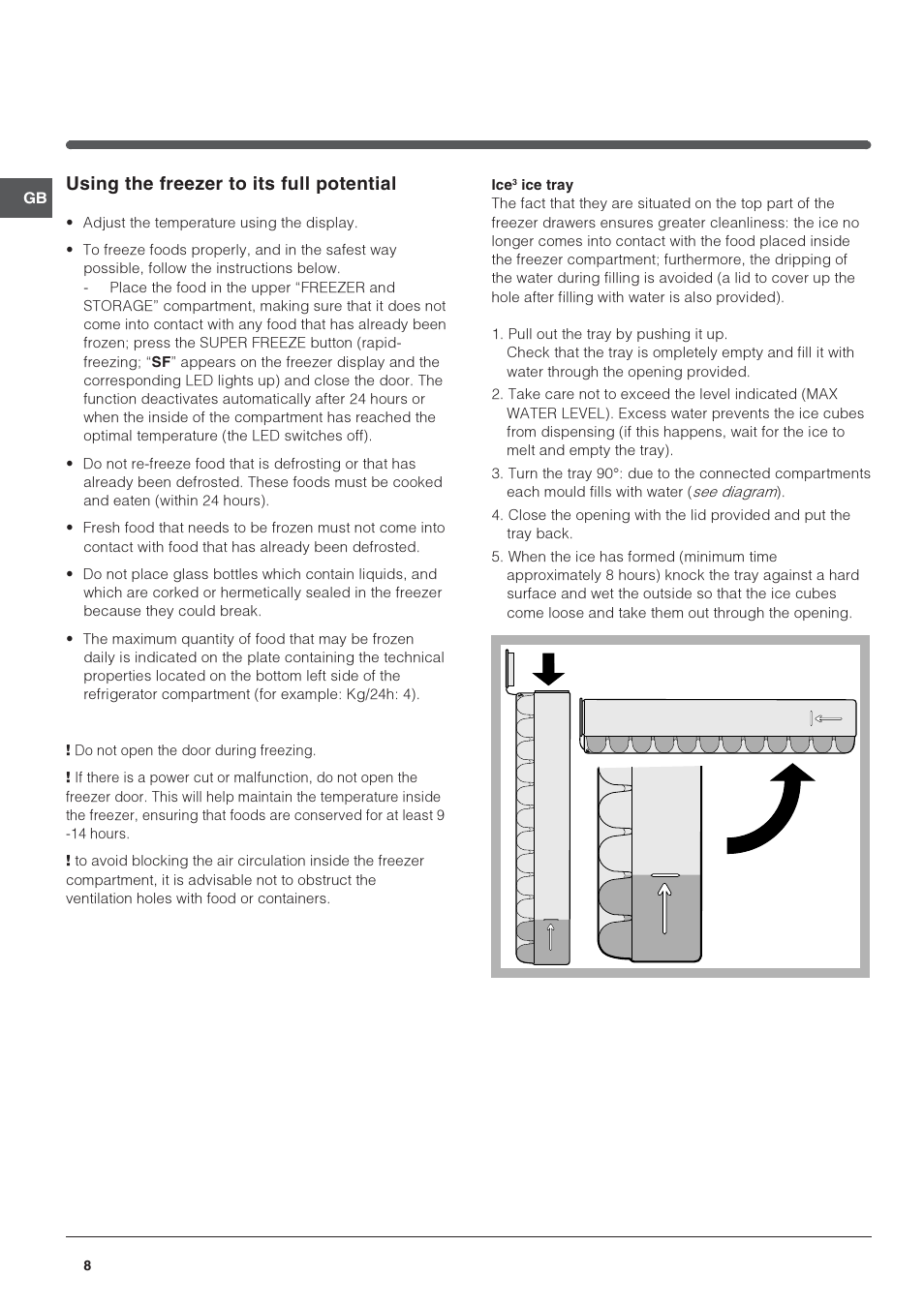 Using the freezer to its full potential | Indesit PBAA 34 NF D (UK) User Manual | Page 8 / 16