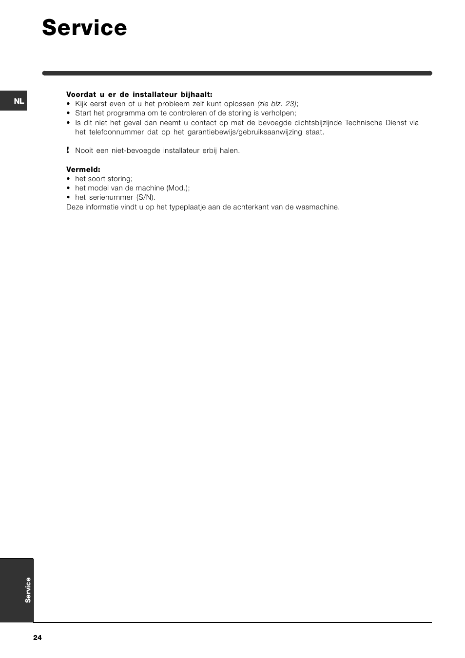 Service | Indesit WI142 User Manual | Page 24 / 48