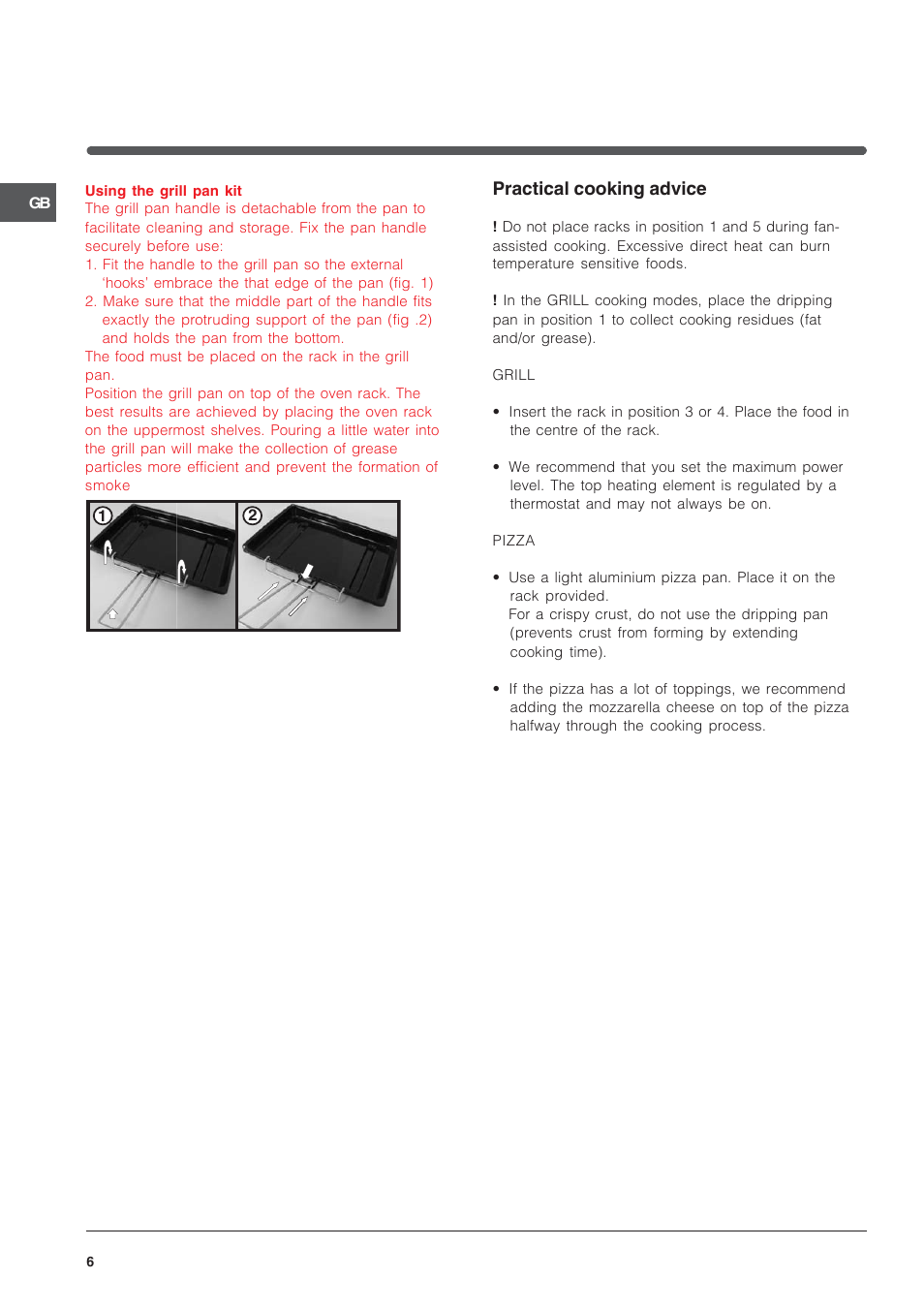 Practical cooking advice | Indesit Cooker and IS60C1 User Manual | Page 6 / 12