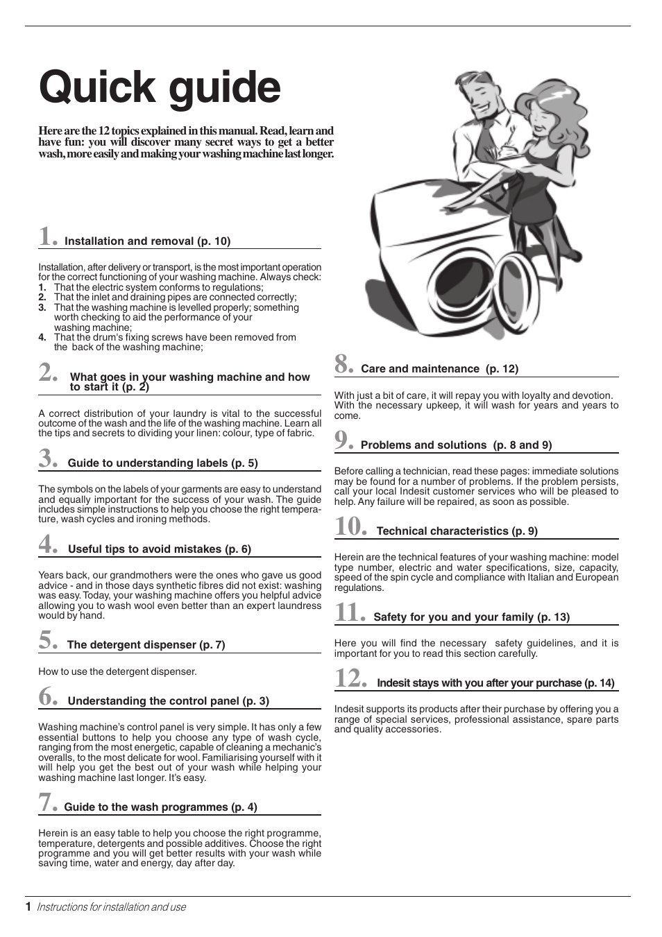 Quick guide | Indesit W 113 User Manual | Page 2 / 16