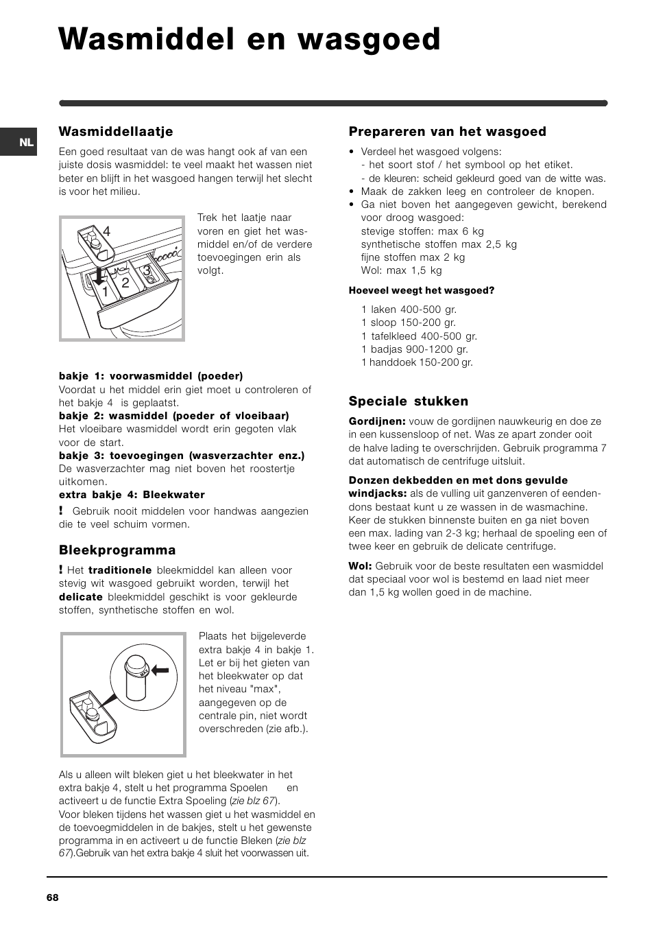 Wasmiddel en wasgoed | Indesit WIXL 125 User Manual | Page 68 / 72