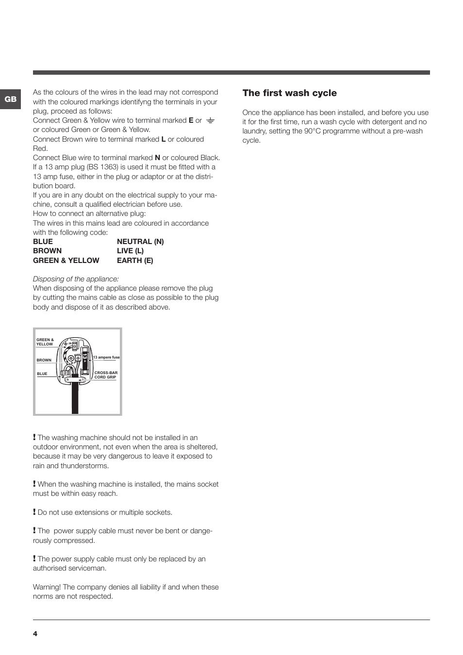 The first wash cycle | Indesit IWDE 7168 User Manual | Page 4 / 16