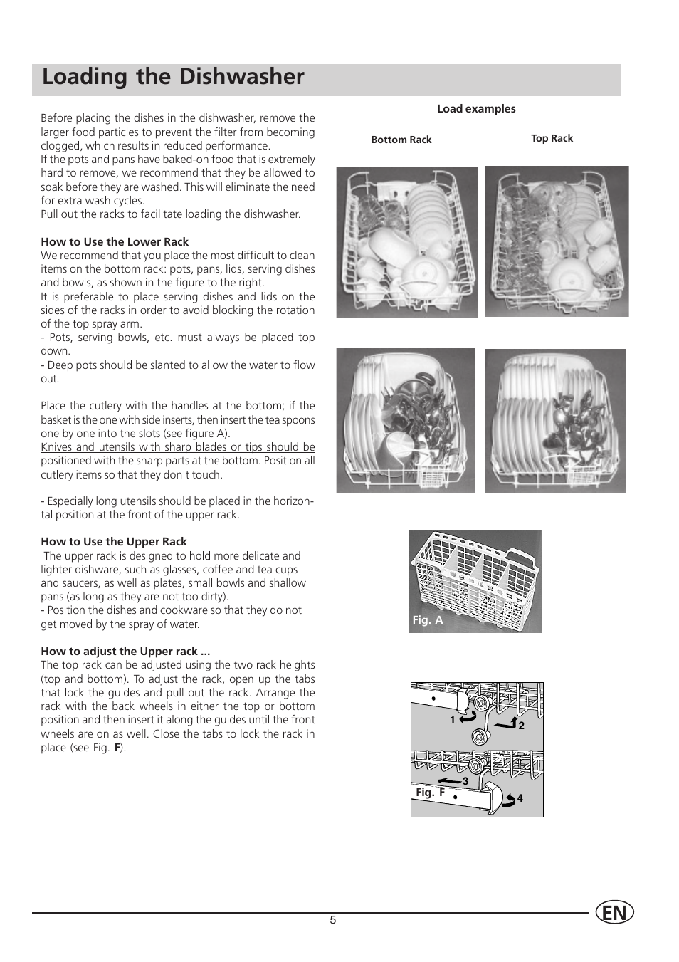 Loading the dishwasher | Indesit IDL 40 User Manual | Page 7 / 16