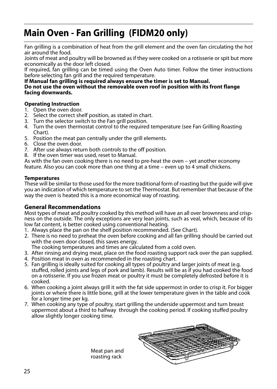 Main oven - fan grilling (fidm20 only) | Indesit FIDM20 User Manual | Page 26 / 44