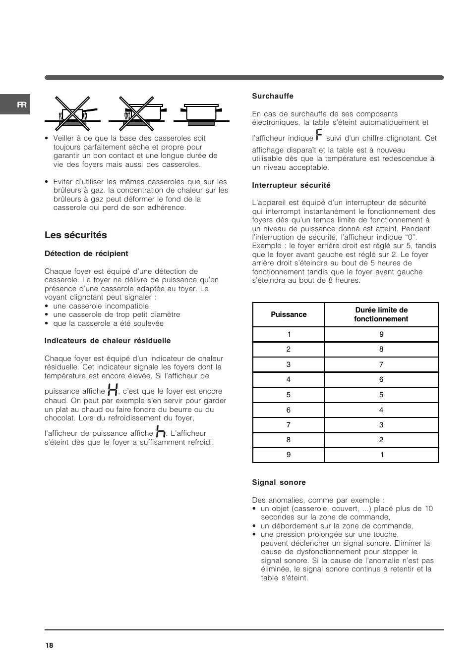 Les sécurités | Indesit SOMMARIO VIC 641 X User Manual | Page 18 / 56