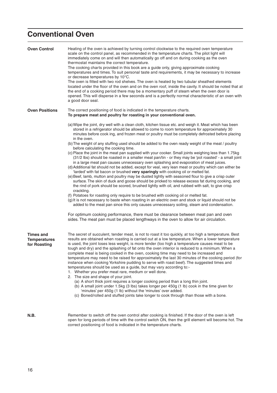 Conventional oven | Indesit KD3E1/IR User Manual | Page 16 / 24