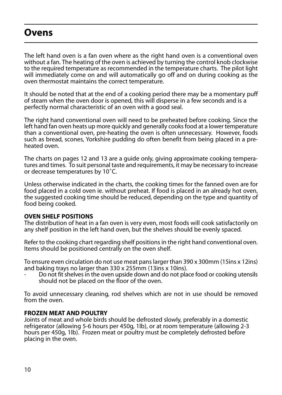 Ovens | Indesit KP100IX User Manual | Page 10 / 24