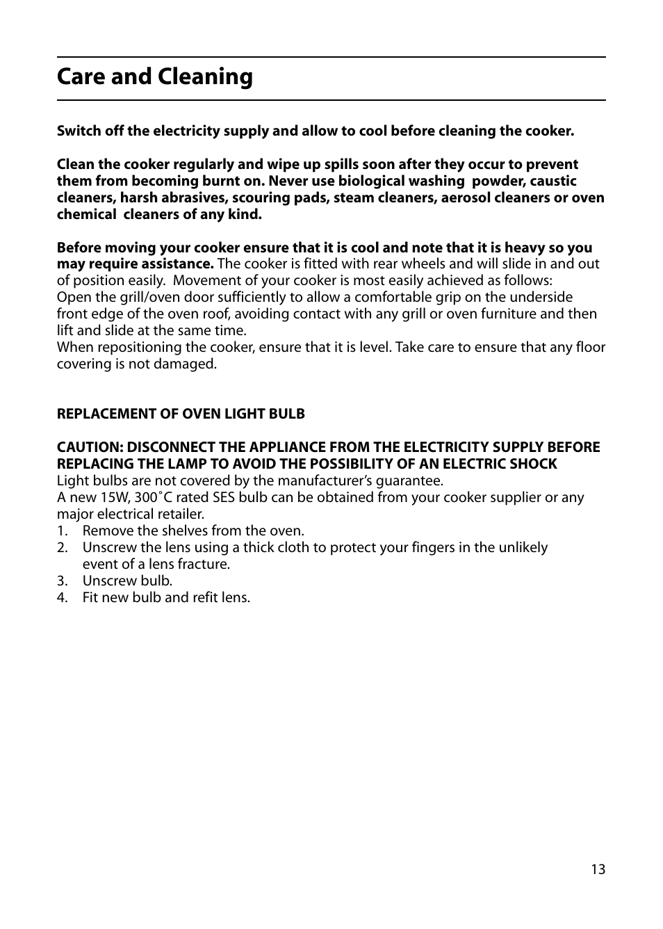 Care and cleaning | Indesit KP100IX User Manual | Page 13 / 24