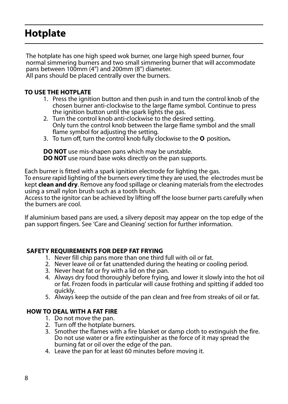 Hotplate | Indesit KP100IX User Manual | Page 8 / 24