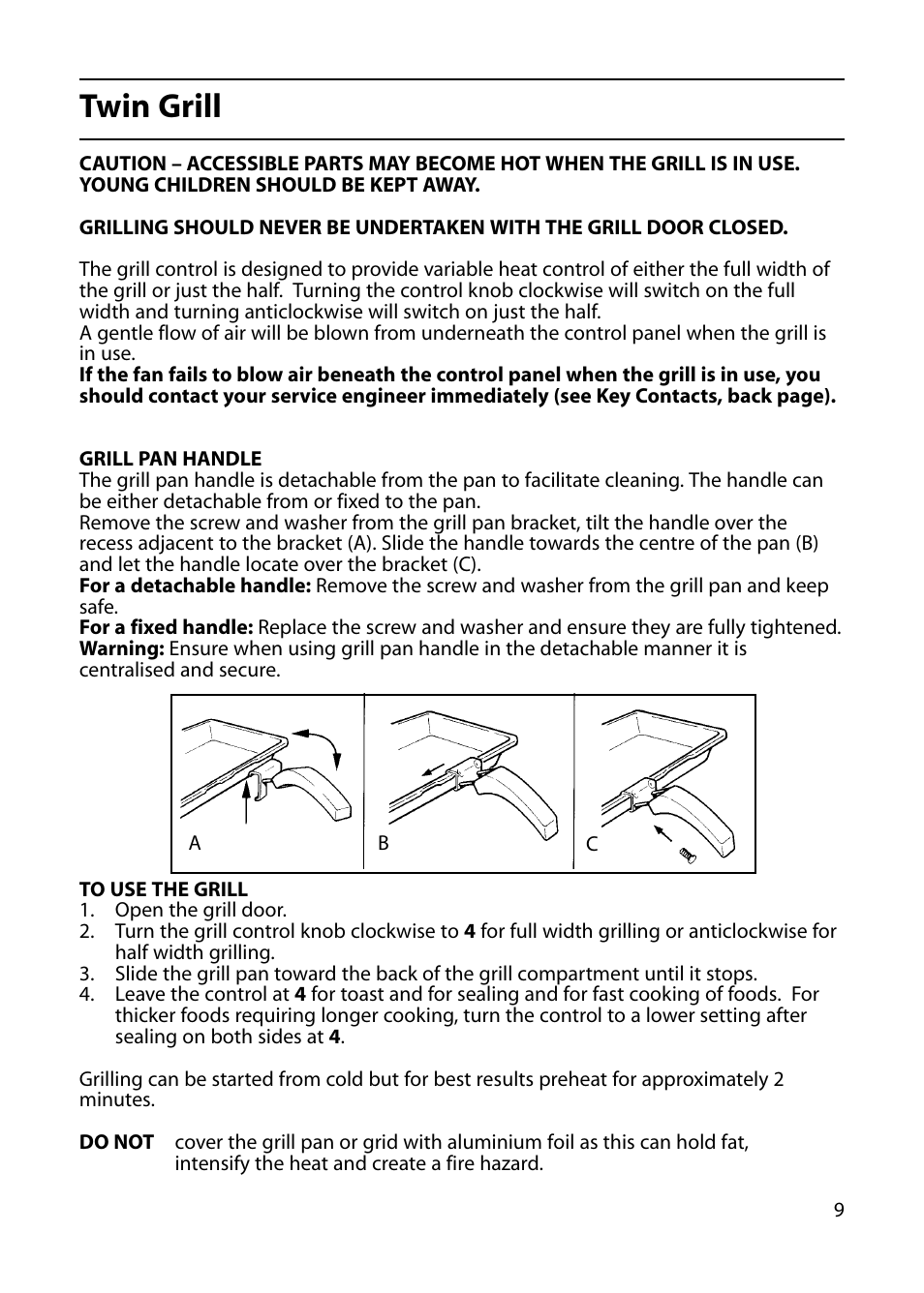 Twin grill | Indesit KP100IX User Manual | Page 9 / 24