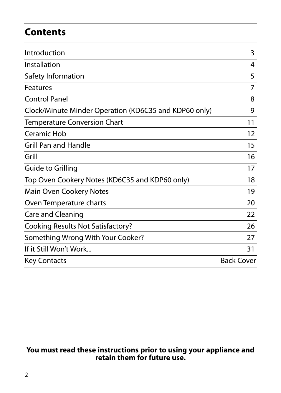 Indesit KT6CE User Manual | Page 2 / 32