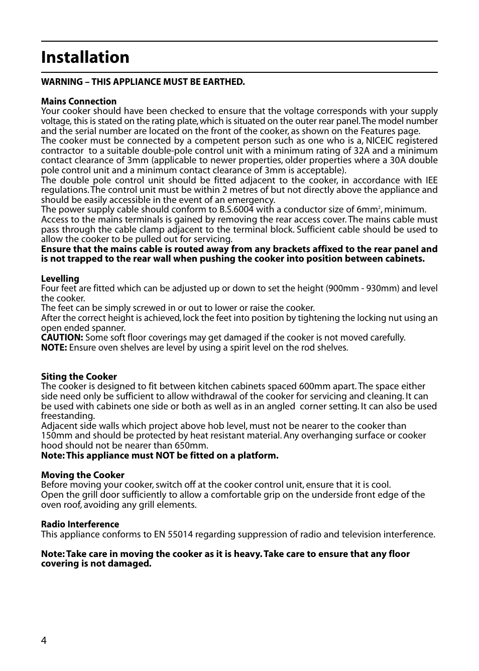 Installation | Indesit KT6CE User Manual | Page 4 / 32