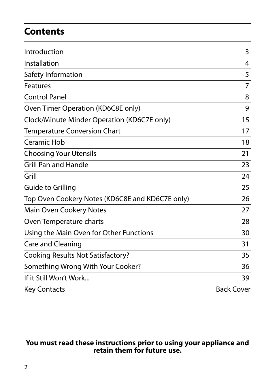 Indesit KD6C0E User Manual | Page 2 / 40