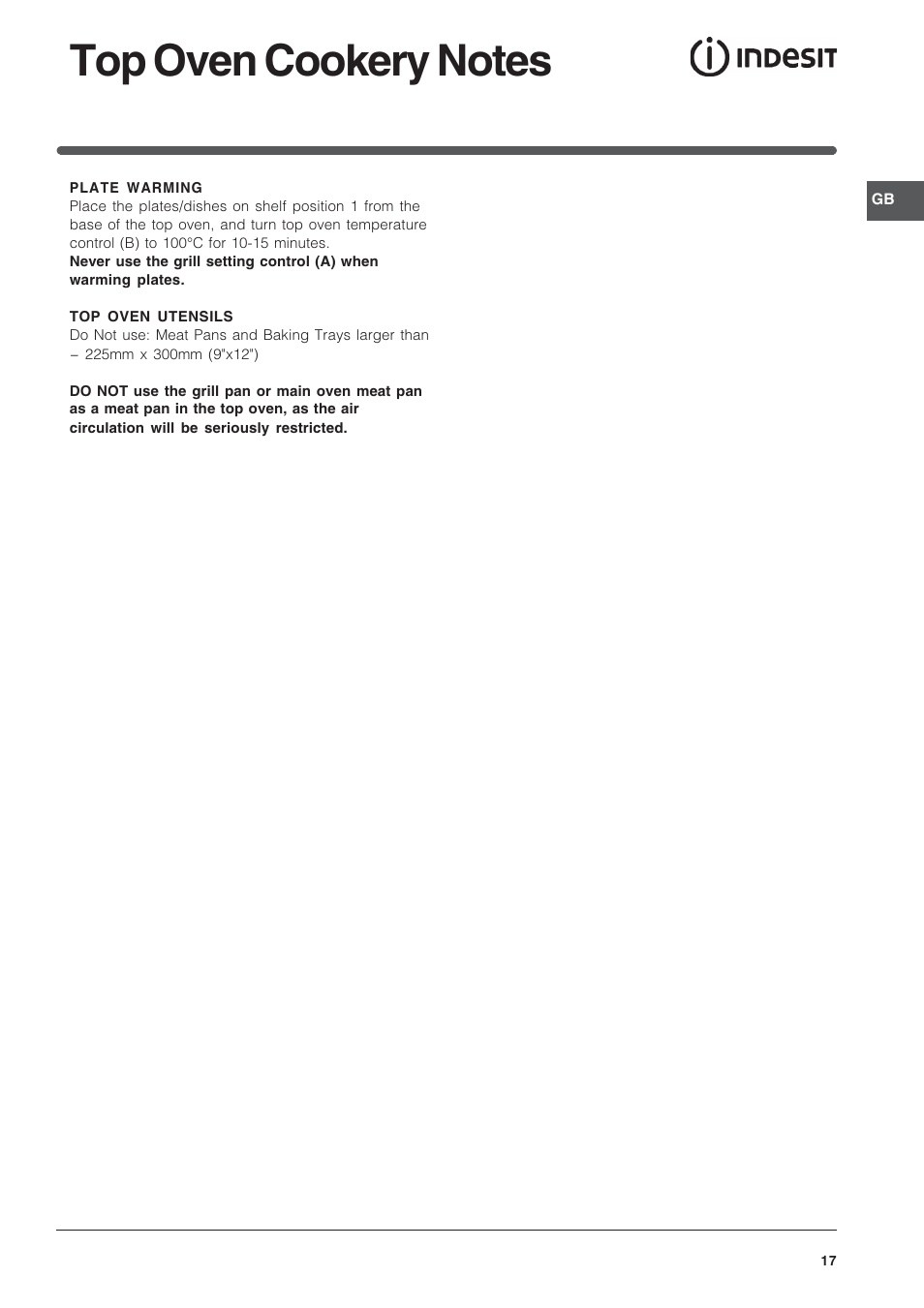 Indesit FID201X/1 User Manual | Page 17 / 40