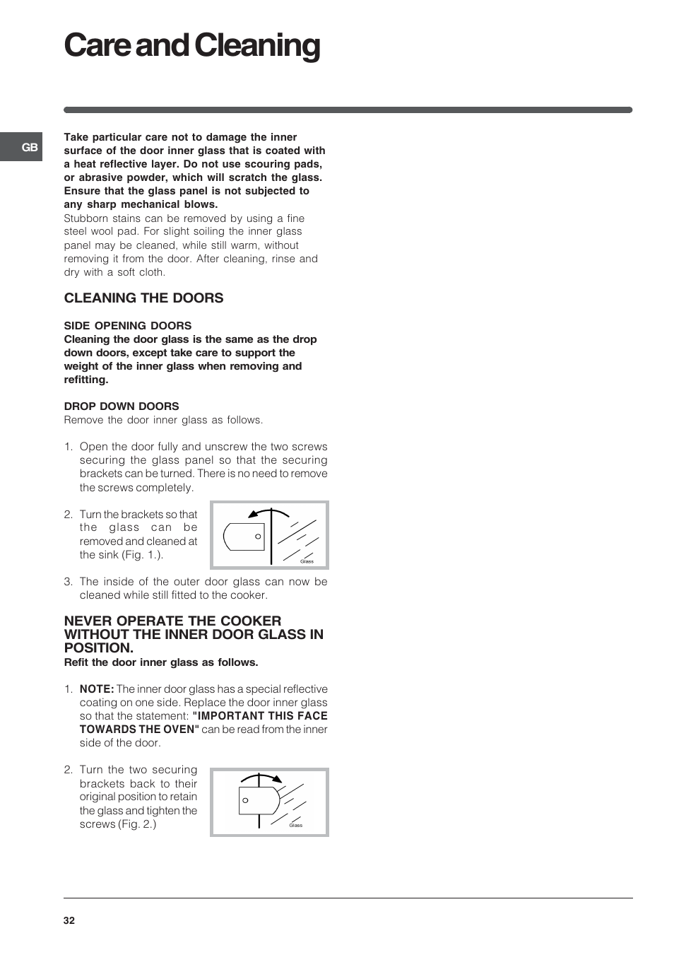 Care and cleaning | Indesit FID201X/1 User Manual | Page 32 / 40