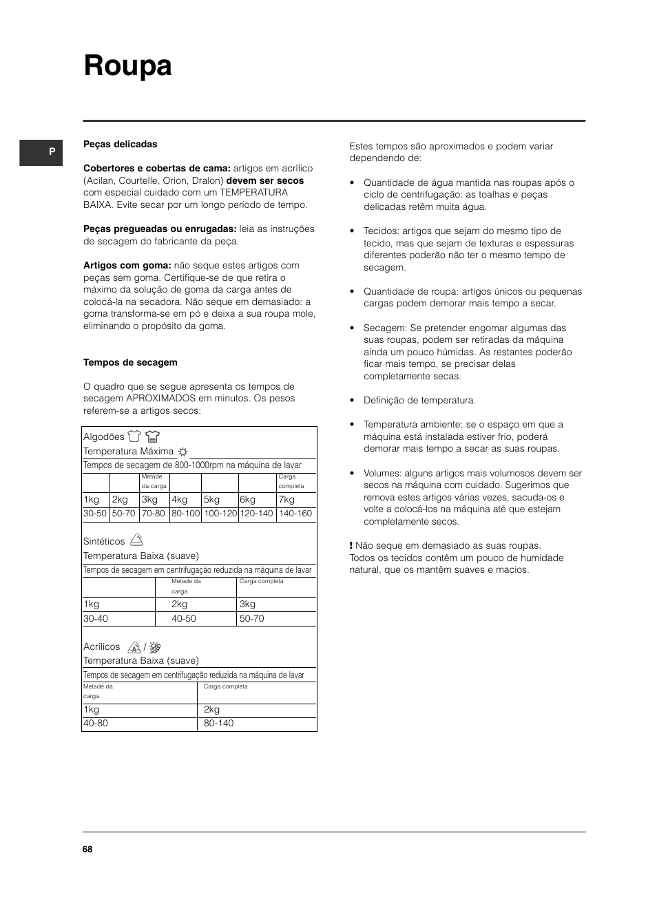 Roupa | Indesit ISL79CS User Manual | Page 68 / 84