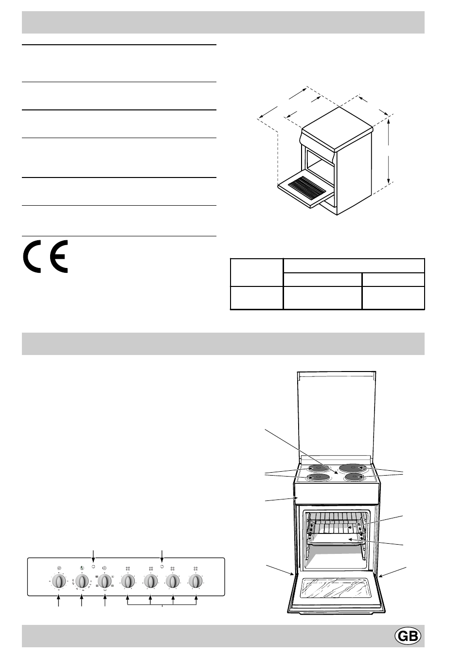 Technical characteristics, The cooker with electric oven | Indesit K 31 E/G User Manual | Page 5 / 12